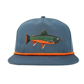 Trailwaters Snapback Fishing Hat – Adjustable Trucker Cap for Men – Lightweight Breathable Polyester Hat with Embroidered Trout – Outdoor Hat for Fishing, Hunting, Hiking - Dolly Varden Navy Blue