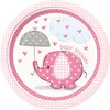 Unique Baby Shower Paper Plates - Pink Umbrellaphants