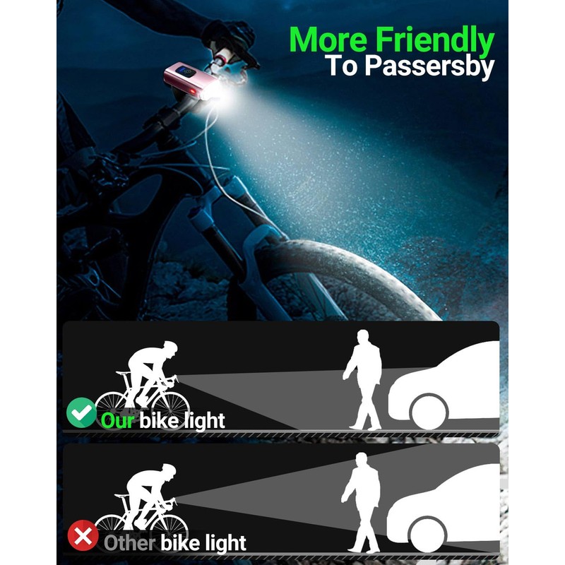 The 2025 Upgraded Front and Rear Bike Lights (Pink Version)