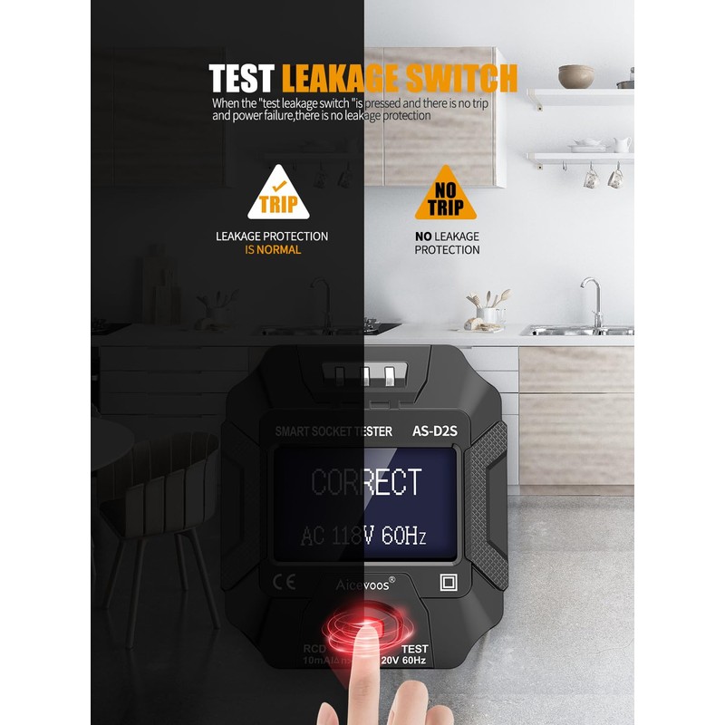 Aicevoos Outlet Tester Electrical GFCI Trip Tester Receptacle Detector with