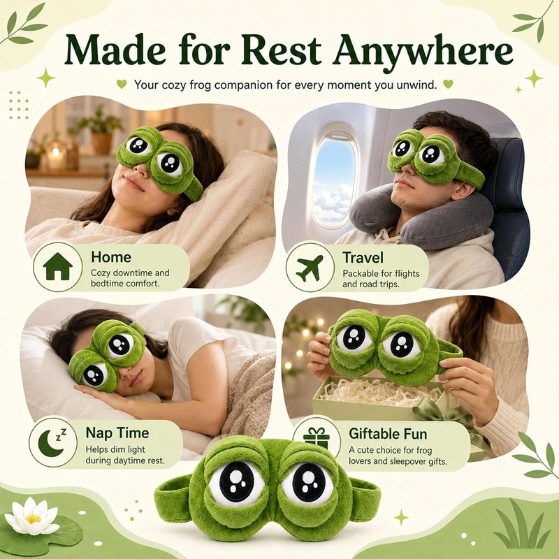 2026 New 3D Frog Sleep Mask, Funny Frog Eye Mask,