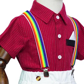 HISUNBEN Kinder Herren Hosenträger Breit Elastisch - Längenverstellbar Y-Form mit Starken 3er Clips Hosenträger Gürtel für Damen Baby von 1-14 Jahr-6