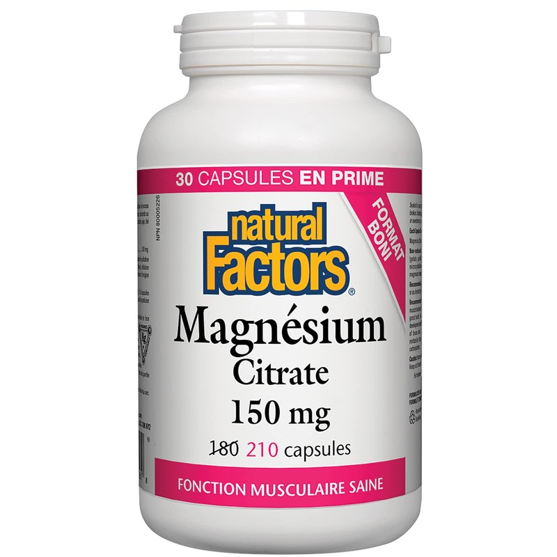 Natural Factors - Magnesium Citrate 150mg (Bonus Size) - 210