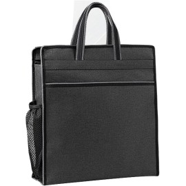 enyuwlcm Oxford Zippered Document Bag with Handle File Tote Pouch Black