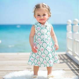 Fsoanhms Toddler Baby Girl Dress Kid Polo Dress Girls Golf Cart Outfit Zipper Ruffle Sleeveless A-line Dresses Summer Clothes (White, 7-8 Years)