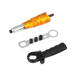 Hoteche Electric Rivet Attachment for Cordless Screwdrivers - 160 mm, 4 Nozzles (2.4 mm-4.8 mm), Aluminium Alloy, CRV Hexagon, Includes Handle and Wrench