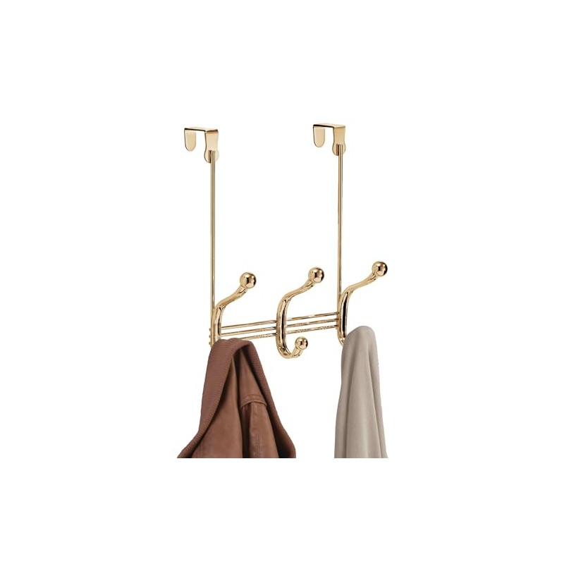iDesign 3-Double Hook Over-The-Door Rack for Clothes, Towels, or Accessories