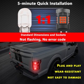 FAXCARS 7440 LED Brake Light Bulb Red for Ram 1500 2500 3500 4500 5500 2020-2024 2025, Super Bright 7440LL W21WLL Rear Tail/Turn and Stop Lights, Pack of 2