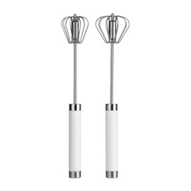 Premier Housewares 805379 Stainless Steel Press and Spin Whisks - Set of 2 Silver H30 x W7 x D7cm