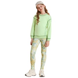 GRACE KARIN Sweatshirt for Teen Girls 10-12 Fall Fashion Outfits 2 Pieces Pullover Tracksuit Clothing Set Green