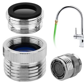 Faucet Adapter with Aerator,Faucet To Garden Hose Adapter,Brass Adapter Kit With Aerator,Sink Faucet To Garden Hose For Bathroom and Kitchen,3/4" Ght Thread Chrome