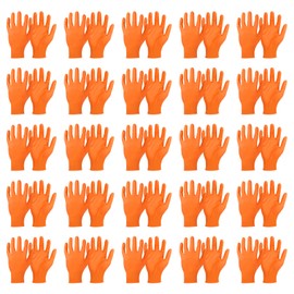 PATIKIL Disposable Industrial Nitrile Gloves, 50 Pcs XL Mechanic Glove 8-mil Thick with Diamond Texture Latex Free Powder Free for Garden Household, Orange