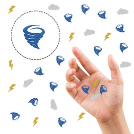 INNORU Tornado Confetti Glitter, Weather Theme Lightning Cloud Table Confetti, Baby Shower Party Paper Scatter, Kids Birthday Party Table Decorations Confetti, 120pcs