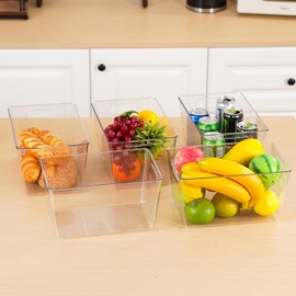 IBEQUEM 6 Pack Large Clear Plastic Storage Bins, Food Storage Bins with Handle for Refrigerator, Pantry Bins Containers for Kitchen, Fridge, Cabinet, Closet, Bathroom Under Sink Storage Organizer