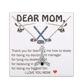 BEKECH Hockey Mom Necklace Momsicle Gift Ice Hockey Stick Necklace Hockey Lover Gift for Skating Mom