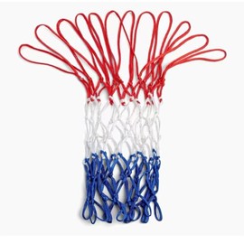 Nylon Braided Basketball Hoop Net Wall Mounted All-Weather Basketball Hoop Net 12 Loops Standard Nets for Indoor Outdoor Replacement Net (Red White Blue)