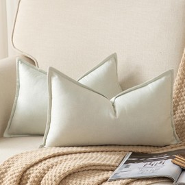 Yaertun Set of 2 Linen Pure Colour Decorative Cushion Covers Modern Cushion Covers Bedroom Sofa Living Room Decorative Cushion Bed Cushion Cover Sofa Cushion 40 x 80 cm Cream White