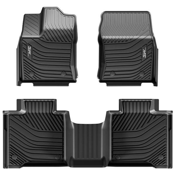 3W Floor Mats Fit 2022-2024 Toyota Tundra (Only for CrewMax Cab), Custom Fit All-Weather TPE Front & Rear Row Floor Liner Black