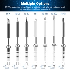 7 Mini Stainless Steel Soldering Tips Replace Ts100 Soldering Iron, Portable Outdoor Soldering Iron Set, Mini Digital Soldering Iron Replacement (7 Pieces)
