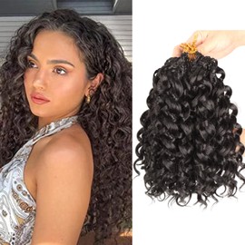 Ainimiu Pre-Looped Gogo Curl Crochet Hair 14 Inch 8 Packs Curly Crochet Hair for Black Women