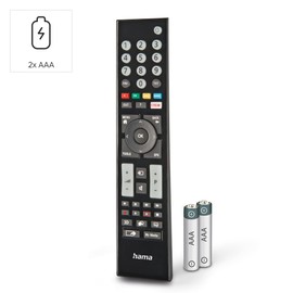 Hama Universal Remote Control for Grundig TVs (Infrared, Learnable, Luminous Buttons, Smart Button, Easy Mode Function, Ergonomic Main Buttons, 10 m Range) Black