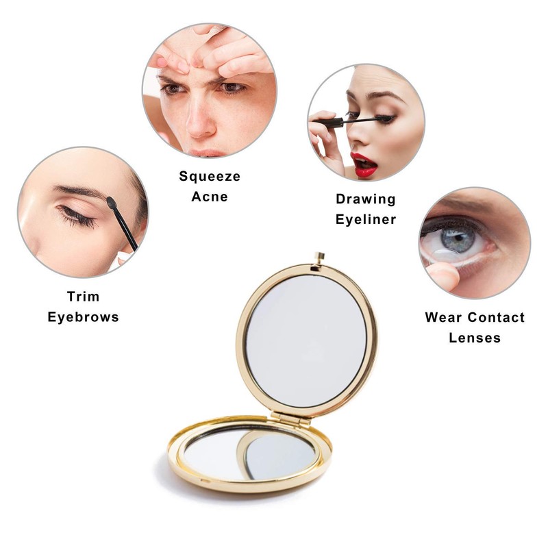 Magnifying Compact Mirror for Purses with 2 x 1x Magnification,
