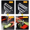 Fruit and Vegetable Peeler and Slicer, Stainless Steel one-Piece, 2-in-1