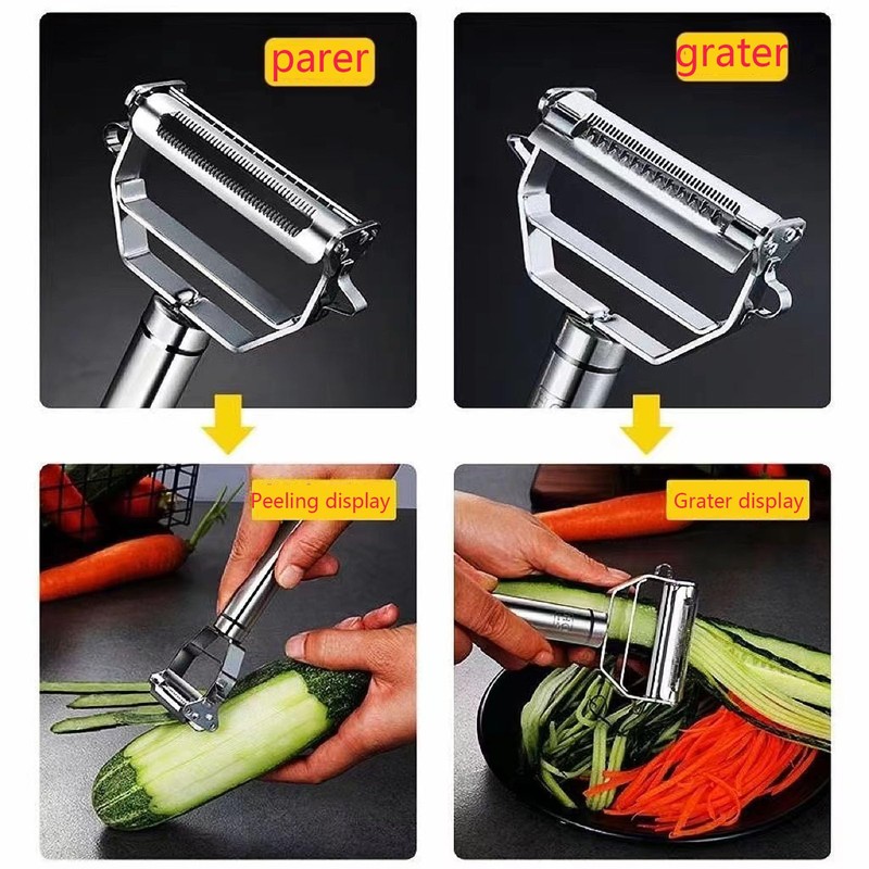 Fruit and Vegetable Peeler and Slicer, Stainless Steel one-Piece, 2-in-1
