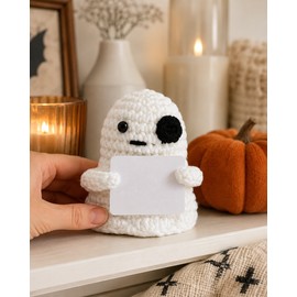 Handmade Knitted Bat Doll for Halloween Decor – Cute Positive Bat Ornament with Card for Home, Desk, Party & Gift Giving