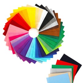 50 Pcs Fabrics DIY Craftwork Sewing Patchwork,Felt Crafts Assorted Colour Polyester Felt Sheet,Coloured Felt Fabric Sheet,Soft Thick Felt Fabric Sheet for DIY Crafting and Sewing (15 x 15 cm)
