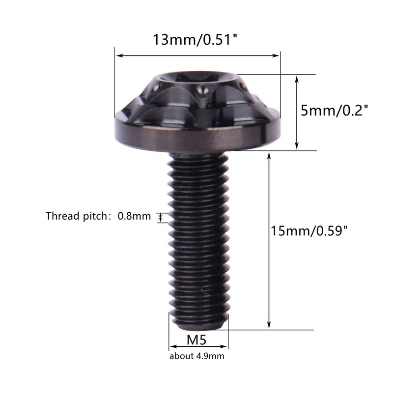 UHDFBDHF 4Pcs Titanium M5x10 15 20mm Torx Head Bolt T30