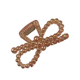 Unbranded Elegant Women Hair Claw Clip Peach Iridescent Bowknot Style Clip Medium Size