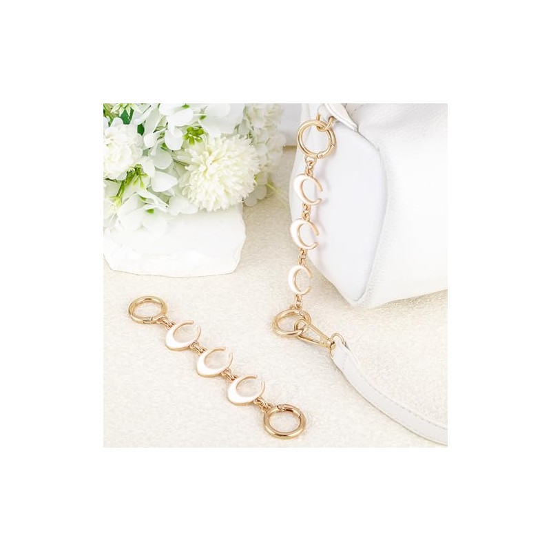 Tmtains 2Pcs Gold & White Purse Extender Chain - Moon