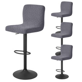 Bifaunvogel Bar Stool Cover with Backs 4 Pack Stretch Counter Height Barstool Covers Washable Square Swivel Barstool Chair Seat Slipcovers Mid Low Back Bar Chair Cover Protector Dark Gray