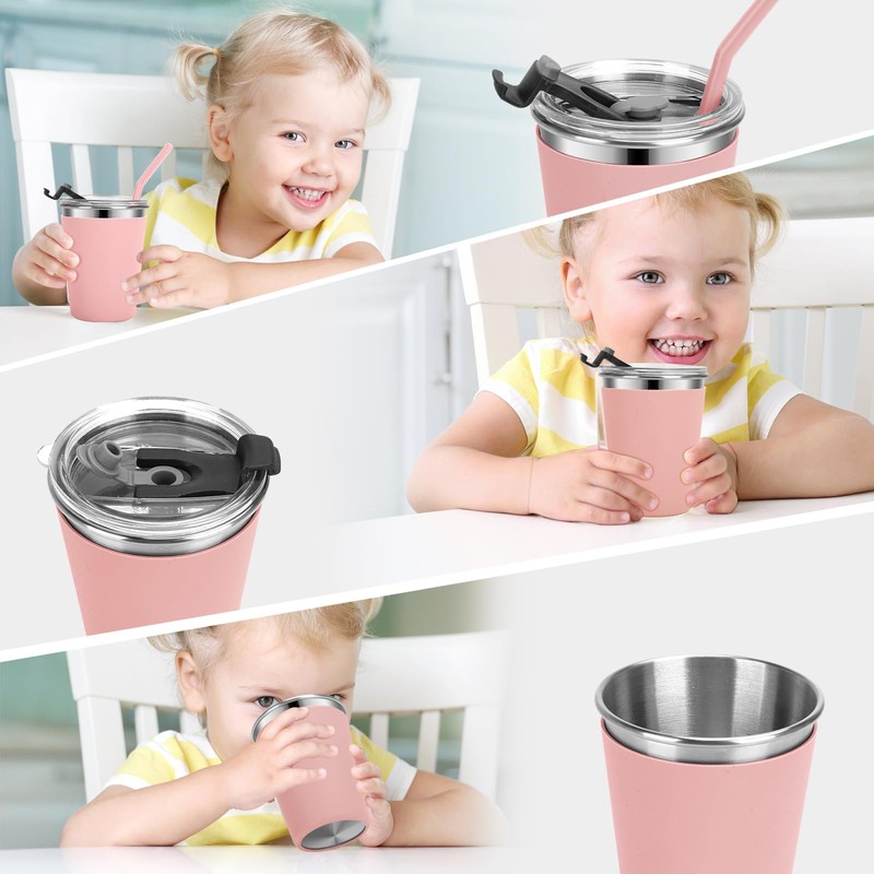 Vermida Kids Cups with Straws and Lids Leak Proof, 12oz