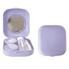 Erewa Contact Lens Case, 2 Pack Portable Contact Lens Box Kit with Mirror, Compact Soak Storage Kit for Travel (Light Purple)