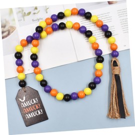 FELTECHELECTR Wooden Beaded Garland Beaded Hanging Ornament Blood Bag Drink Pouches Tassel Bead Garland Rustic Bead Garland Beads Wall Hanger Bead Tassels Ornament Decor Wood Bead Garland