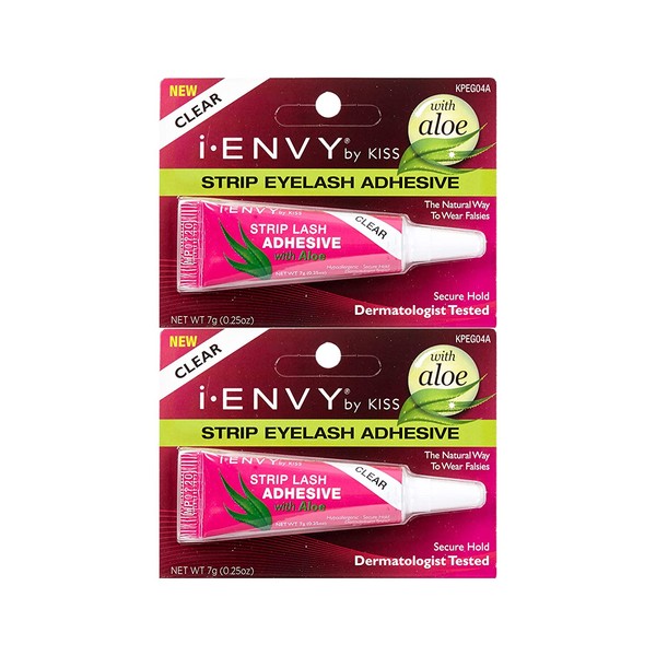 Kiss I Envy Clear 04 Eyelash Adhesive Strip With Alo 0.25 Ounce (7ml) (2 Pack)