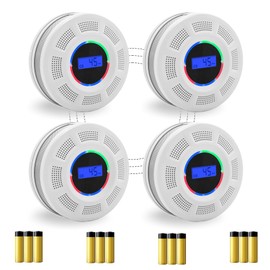 GiiHoo Wireless Interconnected Smoke Carbon Monoxide Detector Battery Powered, Interlinked Combination Smoke and Carbon Monoxide Detector Alarm with Digital Display, Silence Button
