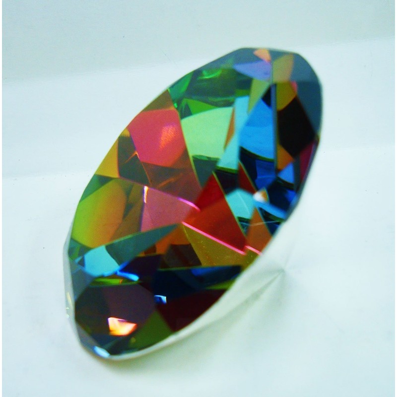 Dark Crystal AB Glass Diamond Paperweight 3.25"