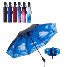 Goothdurs - Paraguas de viaje compacto invertido inverso, resistente al viento, portátil, plegable para lluvia y sol