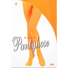 WIDMANN 47419 - Adult Women's Tights, Dancer, 60s, Hippie, 80s, Disco, Brazilian Carnival, Neon, 40 DEN, Size XL, Fluorescent Orange Color