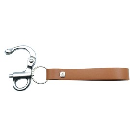 Azxhilarate 316 Stainless Steel Fixed Snap Shackle Lanyard，Firefighter Quick Release Shackle with Leather Handle for SCBA MASK