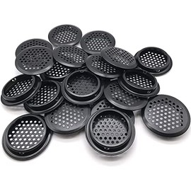 JOMIANK 20PS Round Soffit Vents, 53mm/2'' Black Stainless Steel Circular Air Vent Mesh Hole Louver for Kitchen, Bathroom and Wardrobe