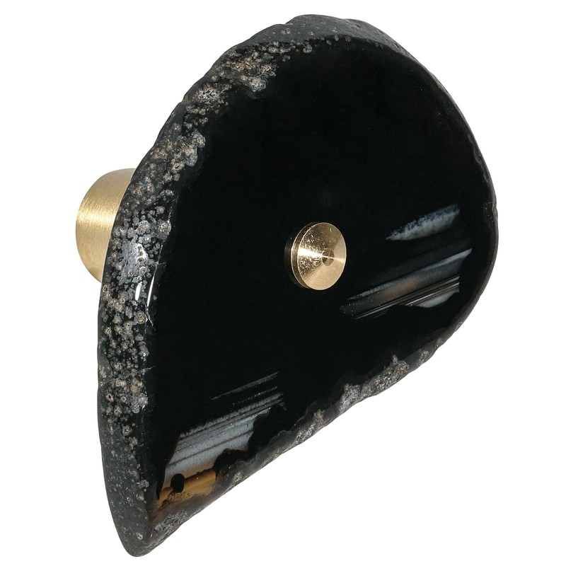 Mookaitedecor Set of 4 Black Agate Crystal Drawer Knobs with