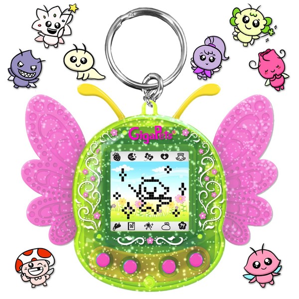 Top Secret Toys Giga Pets Pixie Magic Fairy Virtual Pet Electronic Toy (Green), Upgraded Nostalgic 90s Toy, 8 Different Evolutions, Collect Elements, Cast Spells, Craft Potions, for Kids of All Ages
