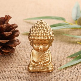 FOMIYES Brass Buddha Figurine Flat Bottom Design Unique Sculpture for Home Office Temple Decor Compact for Desktop Adornment Family and Friends