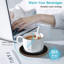 Electric Coffee Warmer, Cup Warmer with 2 Temperature Settings, Cup Warmer, Drink Warmer with Electric Heating Plate, 8H Automatic Gravity Sensor Switch for Coffee, Tea, Cocoa, Milk