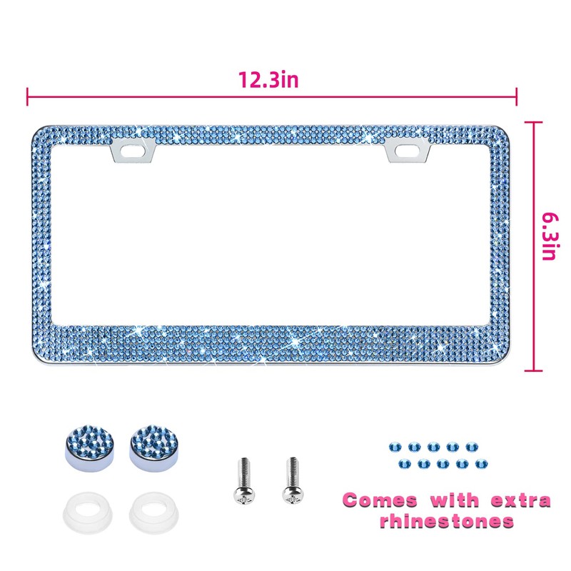 Bling License Plate Frame for Women, 1PCS Sparkly License Plate