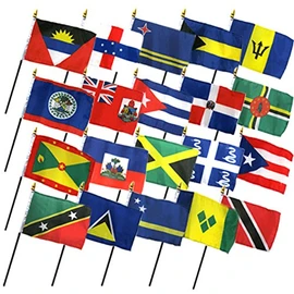 Set of 20 Caribbean Countries 4"x6" Desk Table Stick Flag (No Bases)